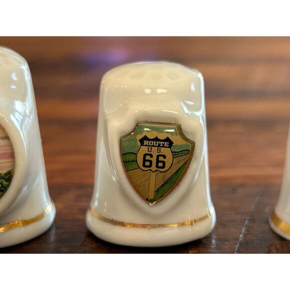 Vintage Collectible Thimbles  Hobart Tasmania Route 66 Montreal  Unique Souvenir - Picture 2 of 7